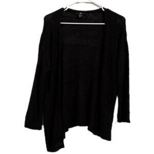 H&M Black Cardigan Sweater Open Front Long Sleeves